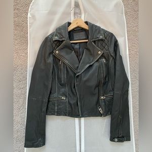 ALL SAINTS Cargo Distressed Leather Biker Jacket
